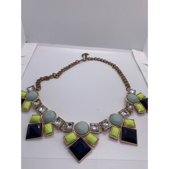 Chunky Statement Necklace With Gemstone Clusters Blue Yellow Black - Picture 6 of 10
